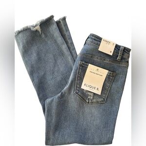 Klique B. High-Rise Crop Flare Jeans - Light Blue Wash